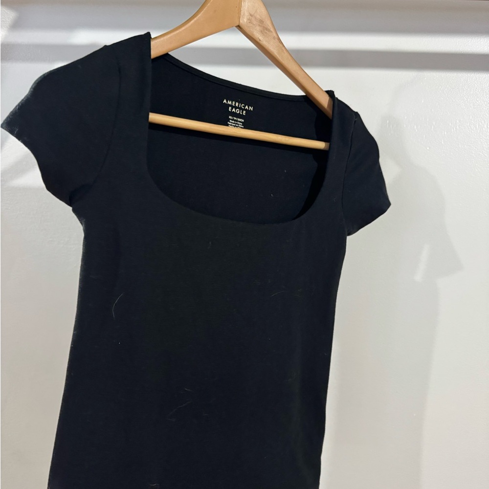 American Eagle Black Shirt Sleeve Tee